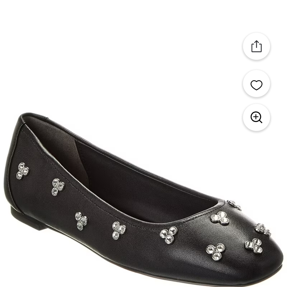 Stuart Weitzman "Tammy" Ballet Black Flats Crystal Embellishments NWT Size 5 - Picture 6 of 8